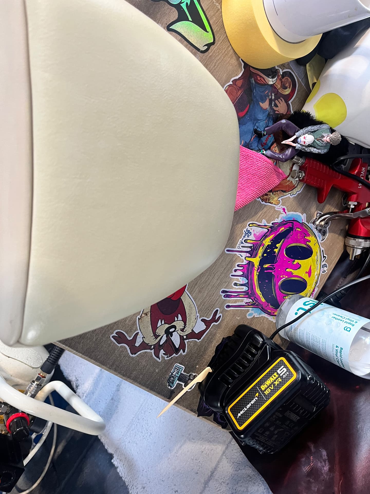 The same cream leather armrest after restoration by PJ Leather Paint